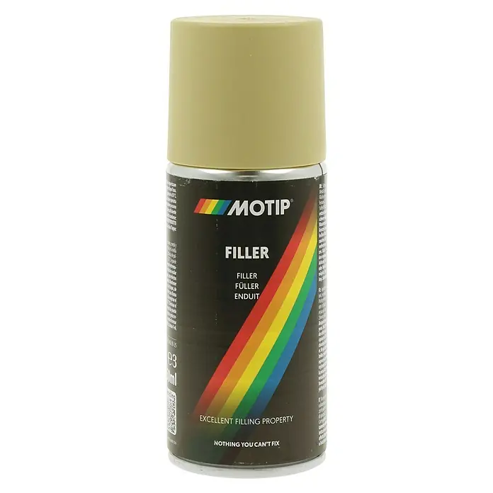 Motip Filler - Gelb, 150 ml - Dose Motip Filler Sprühlack in Gold. Füllt Unebenheiten und kleine Schäden, für glatte Oberflächen vor der Lackierung.