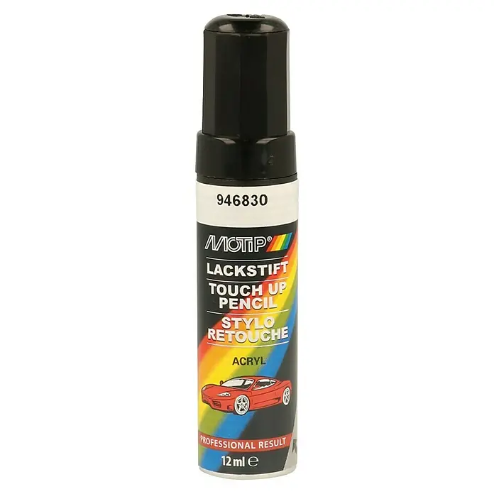 Motip Lackstift - 946830 Schwarz, Glänzend, 12 ml - MoTip Lackstift zur Ausbesserung von Lackschäden. Professionelle Ergebnisse mit Acrylfarbe. 12 ml Inhalt für präzise Reparaturen.