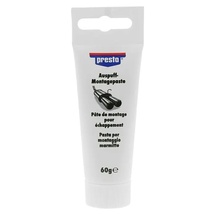 Presto Auspuff-Montagepaste - Dunkelgrau, 60 g - Ein Tube Presto Auspuff-Montagepaste. Die Paste ist ideal für die Montage von Auspuffanlagen und sorgt für eine dichte Verbindung.