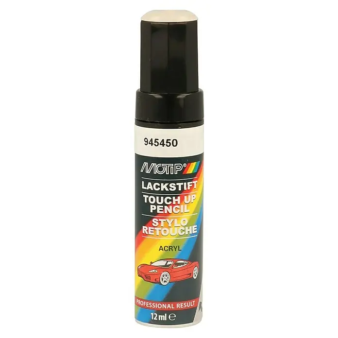 Motip Lackstift - 945450 Weiss, Glänzend, 12 ml - MOTIP Lackstift für präzise Ausbesserungen, ideal für kleine Lackschäden am Auto.