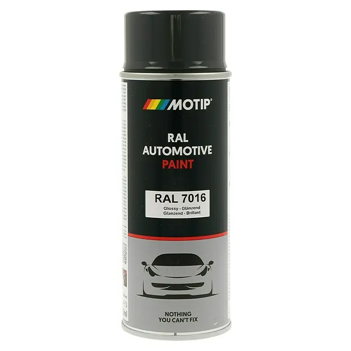 Motip Sprühlack - RAL 7016, Glänzend, 400 ml - Dose Motip RAL 7016 Automotive Lack, glänzend, für vielfältige Anwendungen. Perfekt für Fahrzeugreparaturen und zur Ausbesserung von Lackschäden.