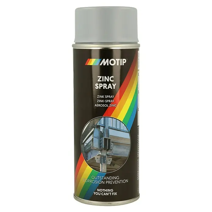 Motip Zinkspray - Grau, Matt, 400 ml - Dose MoTip Zinkspray zur Korrosionsverhinderung und Reparatur. Effektiver Schutz für Metallkonstruktionen und Oberflächen.