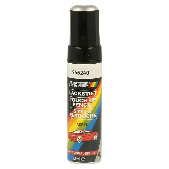 Motip Lackstift - 955240 Silber Metallic, 12 ml - Motip Lackstift zur Ausbesserung von Autolackschäden, professionelles Ergebnis.