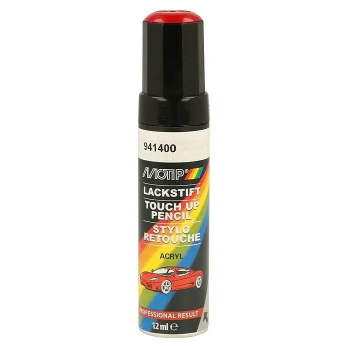 Motip Lackstift - 941400 Rot, Glänzend, 12 ml - Motip Lackstift: Präzise Ausbesserungen für Lackschäden. Ideal für kleine Kratzer und Steinschläge, sorgt für ein professionelles Ergebnis.