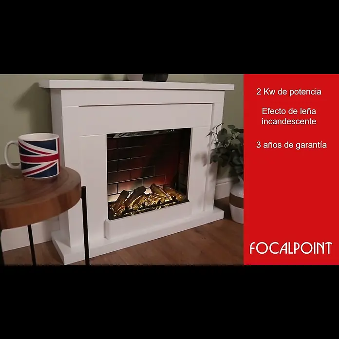 Focalpoint Chimenea eléctrica Atherstone Brick - Blanco/Ladrillo, 2.000 W, 24 x 100 x 80 cm - BAUHAUS- 33017671