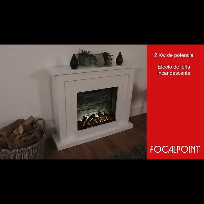 Focalpoint Chimenea eléctrica Atherstone Slate - Blanco, 2.000 W, 24 x 100 x 80 cm - BAUHAUS-33017662