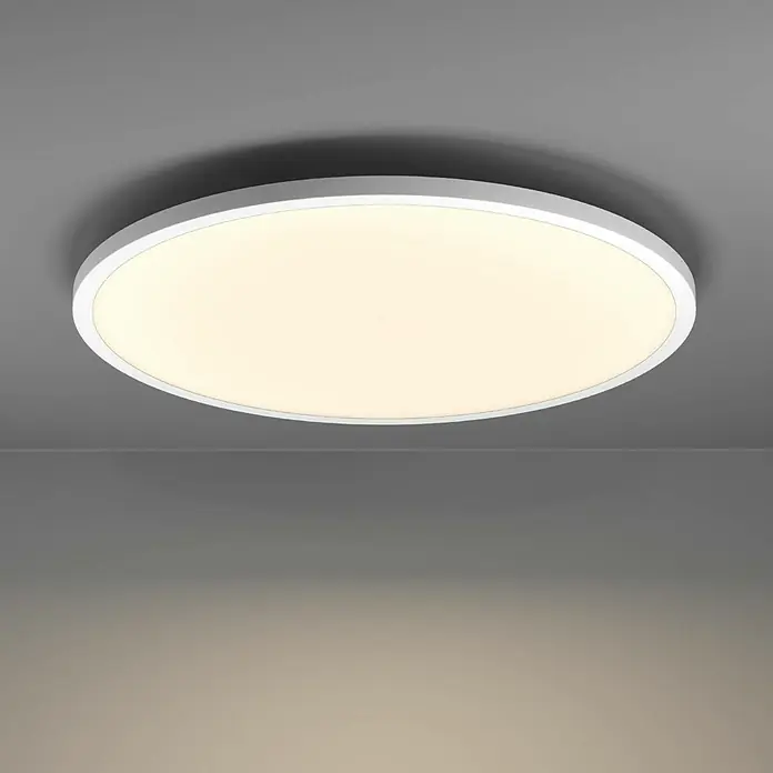 Eglo Connect LED-Deckenleuchte rund Sarsina-Z - 41 W, Ø x H: 60 x 5,2 cm, Weiß, Tageslichtweiß - Eine moderne, runde LED-Deckenleuchte mit weißem Rahmen, die helles, warmes Licht spendet und für eine angenehme Atmosphäre sorgt.