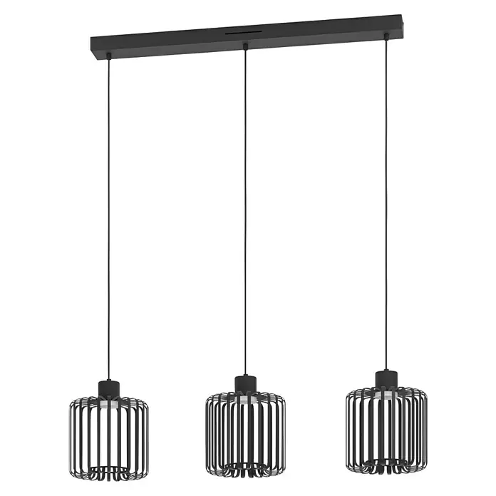 Eglo Connect LED-Pendelleuchte Ginestrone-Z - L x B x H: 90 x 20 x 110 cm, Schwarz, RGBW - Elegante Pendelleuchte mit drei zylindrischen Lampenschirmen in minimalistischem Design, ideal für modernes Interieur und stilvolle Beleuchtung.