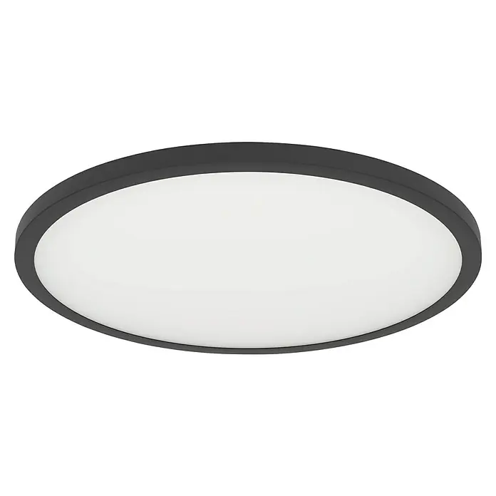 Eglo Connect LED-Deckenleuchte rund Sarsina-Z - 33,5 W, Ø x H: 45 x 5,2 cm, Schwarz, Tageslichtweiß - Modernes LED-Deckenlicht mit einem runden, schwarzen Rahmen und einer hellen, diffusen Lichtfläche für eine gleichmäßige Ausleuchtung.