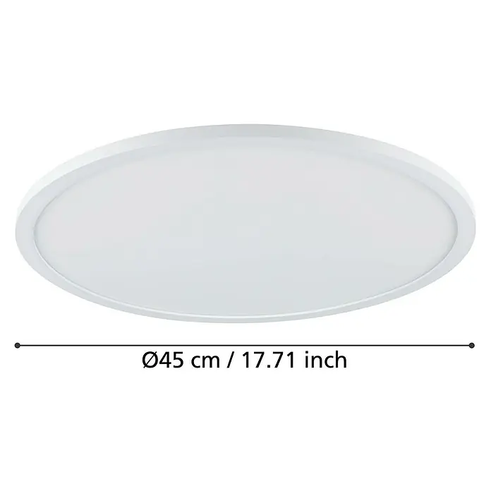 Eglo Connect LED-Deckenleuchte rund Sarsina-Z - 33,5 W, Ø x H: 45 x 5,2 cm, Weiß, Tageslichtweiß - Eine flache, runde LED-Deckenleuchte in Weiß mit einem Durchmesser von 45 cm.
