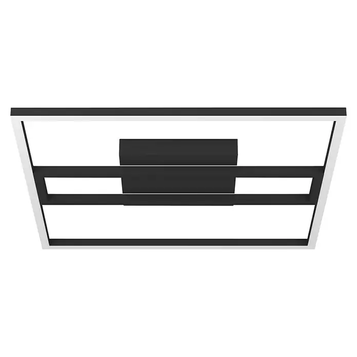 Eglo Connect LED-Deckenleuchte Calagrano-Z - 21 W, L x B x H: 45 x 45 x 5 cm, Schwarz, RGBW - Ein detailliertes Bild eines modernen Auto-Kühlergrills, das Design und Funktionalität vereint. Die dunklen Lamellen betonen das aerodynamische Profil.