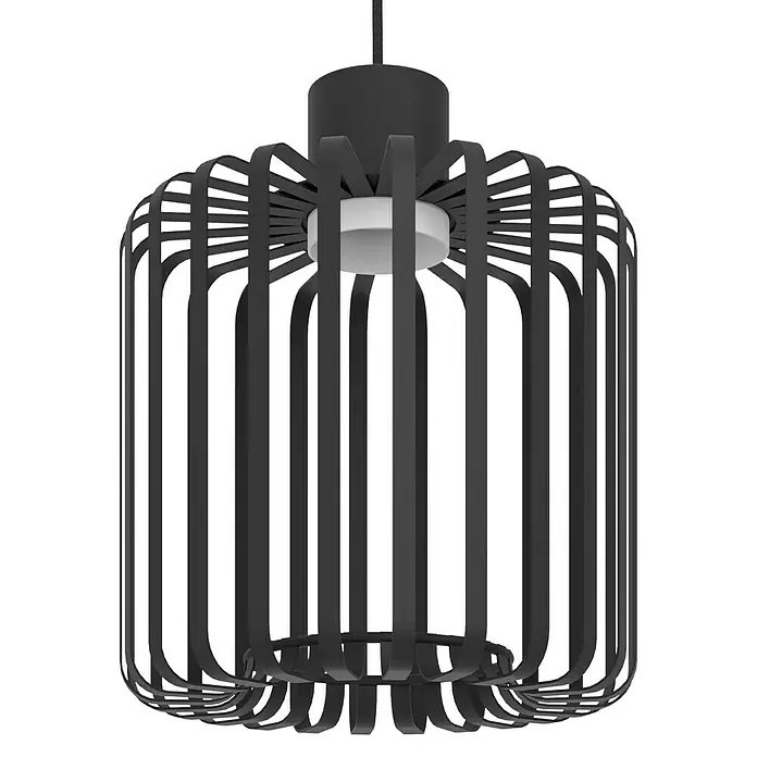 Eglo Connect LED-Pendelleuchte Ginestrone-Z - L x B x H: 90 x 20 x 110 cm, Schwarz, RGBW - Schwarze Hängelampe mit einem modernen, minimalistischen Design, bestehend aus vertikalen Streben, die ein warmes Licht erzeugen.
