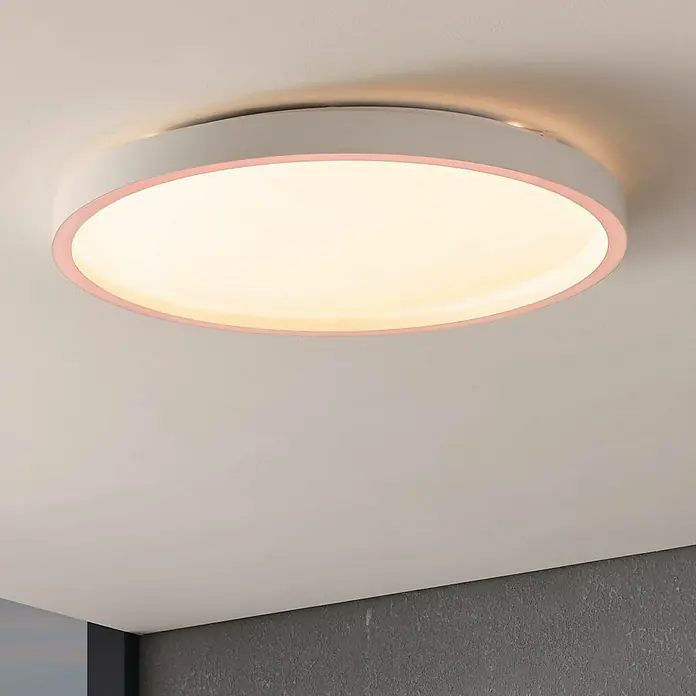 Eglo Smart-LED-Deckenleuchte rund Kristalleffekt - Ø x H: 57 x 7 cm, 34,5 W, RGBW, Weiß - Deckenleuchte in Weiß mit sanftem Lichtschein, die eine moderne und elegante Atmosphäre erzeugt.