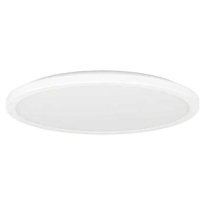 Eglo LED-Deckenleuchte rund Rovito-R - 18,5 W, Ø x H: 38,9 x 3 cm, Weiß, Tageslichtweiß - Nahaufnahme einer runden, weißen LED-Deckenleuchte, die ein modernes und minimalistisches Design für die Innenraumbeleuchtung zeigt.