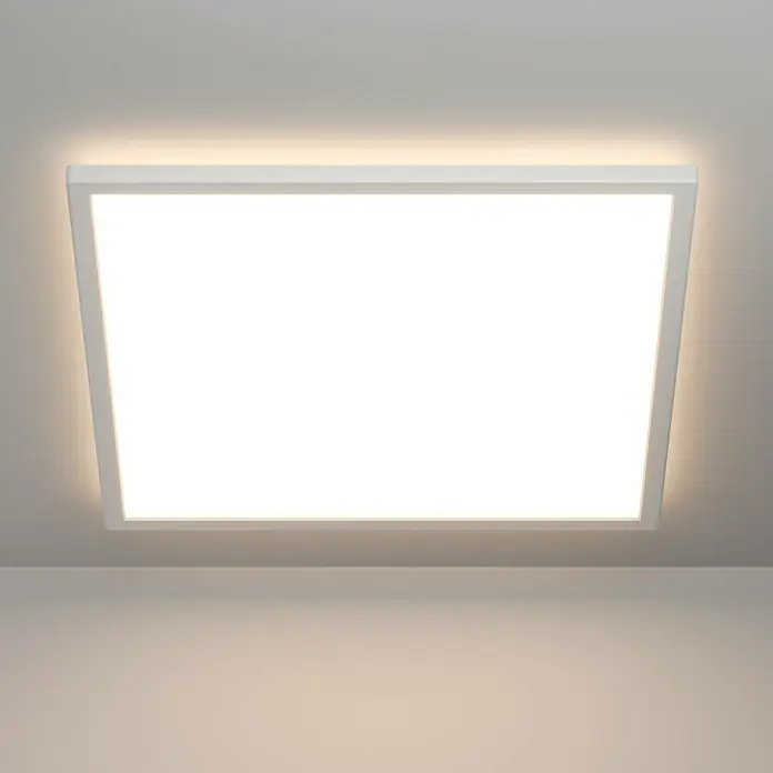 Eglo LED-Deckenleuchte Rovito-R - 17 W, L x B x H: 50 x 50 x 3,2 cm, Weiß, Tageslichtweiß - Moderne, quadratische LED-Deckenleuchte mit sanftem, indirektem Lichtschein. Perfekt für eine gleichmäßige Ausleuchtung von Räumen.