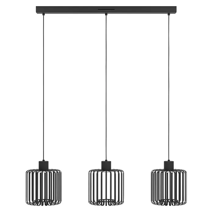 Eglo Connect LED-Pendelleuchte Ginestrone-Z - L x B x H: 90 x 20 x 110 cm, Schwarz, RGBW - Elegante Pendelleuchte mit drei Schirmen, bestehend aus einem rechteckigen und zwei zylindrischen Kristallschirmen für stilvolle Beleuchtung.
