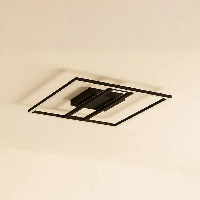 Eglo Connect LED-Deckenleuchte Calagrano-Z - 21 W, L x B x H: 45 x 45 x 5 cm, Schwarz, RGBW - Die moderne Deckenleuchte in Schwarz setzt stilvolle Akzente. Ihr quadratisches Design fügt sich nahtlos in moderne Einrichtungen ein.