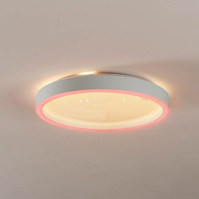 Eglo Smart-LED-Deckenleuchte rund Montemorelos-Z (Ø x H: 42 x 5 cm, 17,8 W, RGBW, Weiß) | BAUHAUS