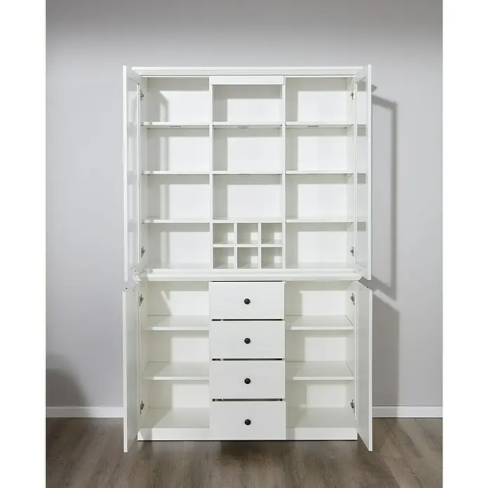 Trendteam Buffetschrank Baxxter - Breite: 120 cm, Weiß - Ein weißes Sideboard mit offenen Türen und Schubladen bietet viel Stauraum und eine moderne Optik. Ideal für Esszimmer oder Wohnbereich.