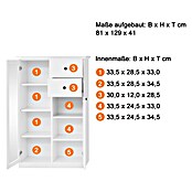Trendteam Vitrine Baxxter (B x T x H: 81 x 41 x 129 cm, Weiß) | BAUHAUS