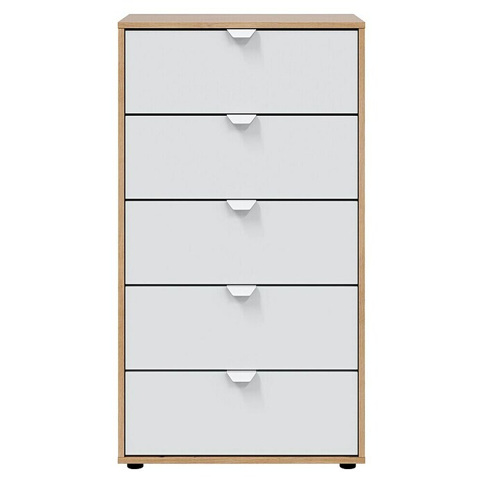 Cómoda Garona (L x An x Al: 40 x 60 x 109 cm, Roble Nodi/Blanco Artik, Número de cajones: 5 ud.) | BAUHAUS
