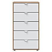 Cómoda Garona (L x An x Al: 40 x 60 x 109 cm, Roble Nodi/Blanco Artik, Número de cajones: 5 ud.) | BAUHAUS