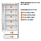 Trendteam Vitrine Baxxter (B x T x H: 81 x 41 x 196 cm, Weiß) | BAUHAUS