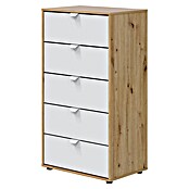 Cómoda Garona (L x An x Al: 40 x 60 x 109 cm, Roble Nodi/Blanco Artik, Número de cajones: 5 ud.) | BAUHAUS