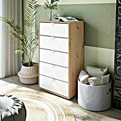 Cómoda Garona (L x An x Al: 40 x 60 x 109 cm, Roble Nodi/Blanco Artik, Número de cajones: 5 ud.) | BAUHAUS