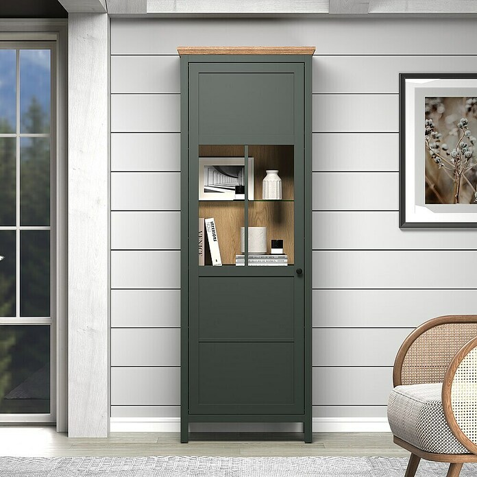 Trendteam Vitrine Stanton (B x T x H: 69 x 39 x 198 cm, Grün) | BAUHAUS