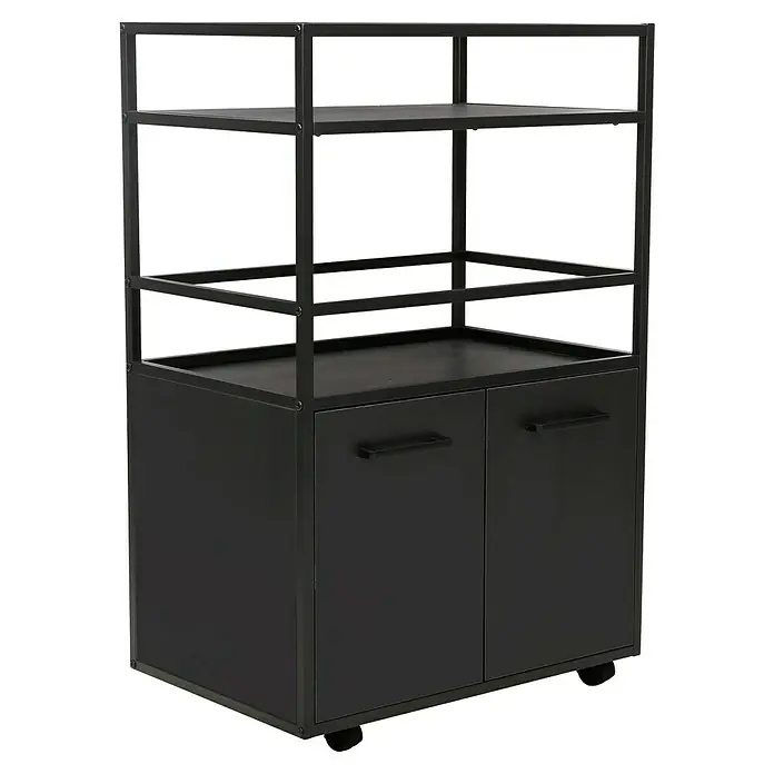 Trendteam Beistellwagen Mosaik - B x T x H: 60 x 40 x 94 cm - Schwarzes Regal mit Schrank und offenen Fächern. Elegantes Design mit modernen Akzenten für stilvolle Aufbewahrung und Präsentation.