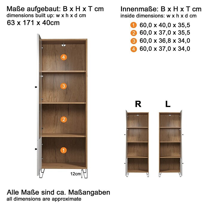 Trendteam Vitrine Touch (B x T x H: 63 x 40 x 172 cm, Weiß) | BAUHAUS