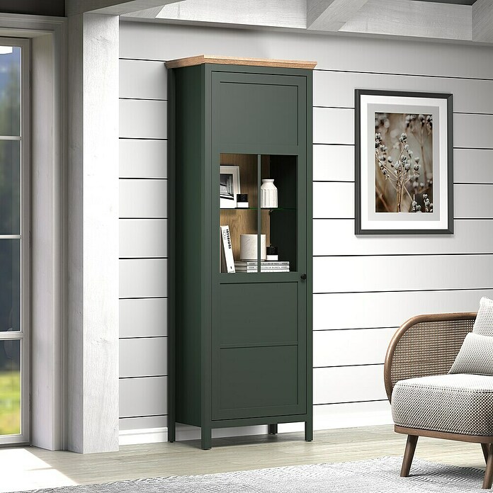 Trendteam Vitrine Stanton (B x T x H: 69 x 39 x 198 cm, Grün) | BAUHAUS