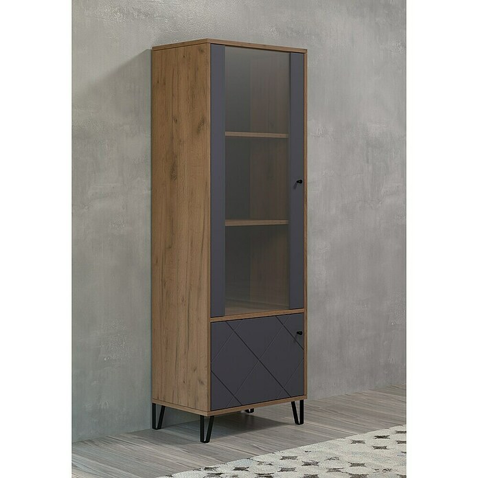 Trendteam Vitrine Montez (B x T x H: 63 x 40 x 172 cm, Grau) | BAUHAUS