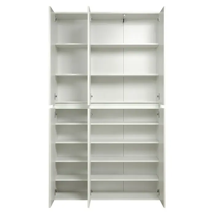 Trendteam Hochschrank Nevada - B x T x H: 111 x 34 x 191 cm, Weiß - Weißes Bücherregal mit mehreren offenen Regalen, ideal zur Aufbewahrung und Präsentation von Büchern und Dekorationsgegenständen.