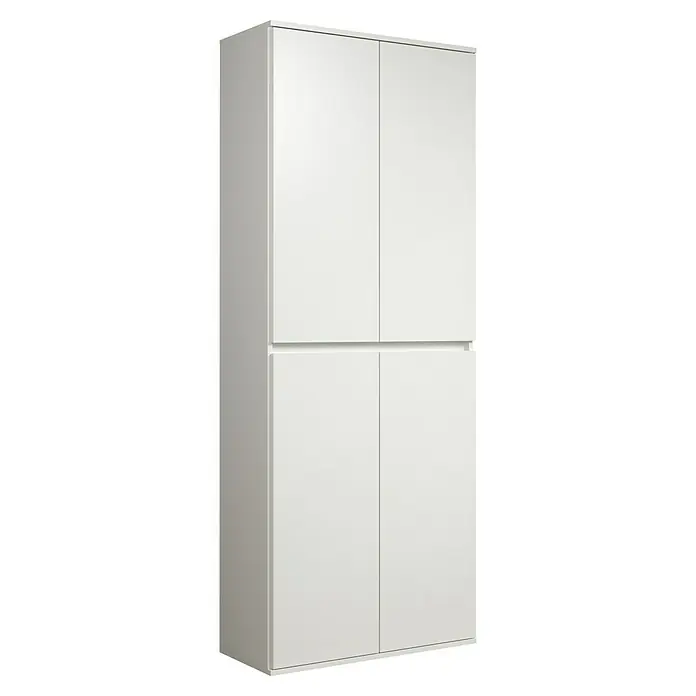Trendteam Hochschrank Nevada - B x T x H: 74 x 34 x 191 cm, Weiß - Ein geräumiger weißer Kleiderschrank mit vier Türen bietet viel Stauraum für Kleidung und andere Gegenstände. Ideal für Schlafzimmer oder Ankleidezimmer.