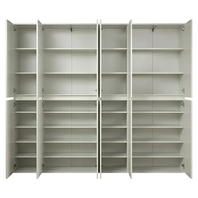 Trendteam Hochschrank Nevada - B x T x H: 222 cm x 34 cm x 191 mm, Weiß - Weisse Regaleinheit mit vielen offenen Regalen, ideal für die Organisation.