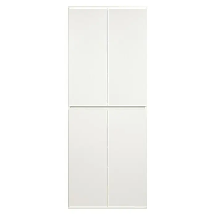 Trendteam Hochschrank Nevada - B x T x H: 74 x 34 x 191 cm, Weiß - Ein weißer Kleiderschrank mit vier Türen, der ein schlichtes und modernes Design aufweist und viel Stauraum bietet.