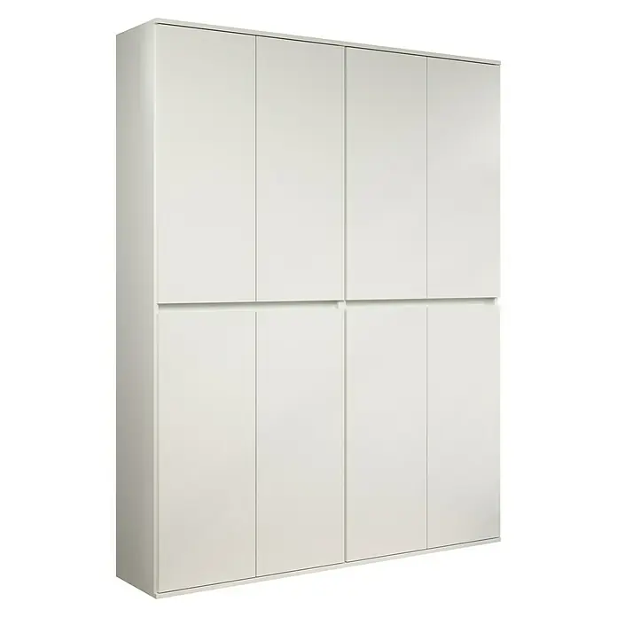 Trendteam Hochschrank Nevada - B x T x H: 148 x 34 x 191 cm, Weiß - Großes, weißes Garderobensystem mit mehreren Schranktüren, das Stauraum und Ordnung bietet. Ideal für Schlafzimmer oder Flur.