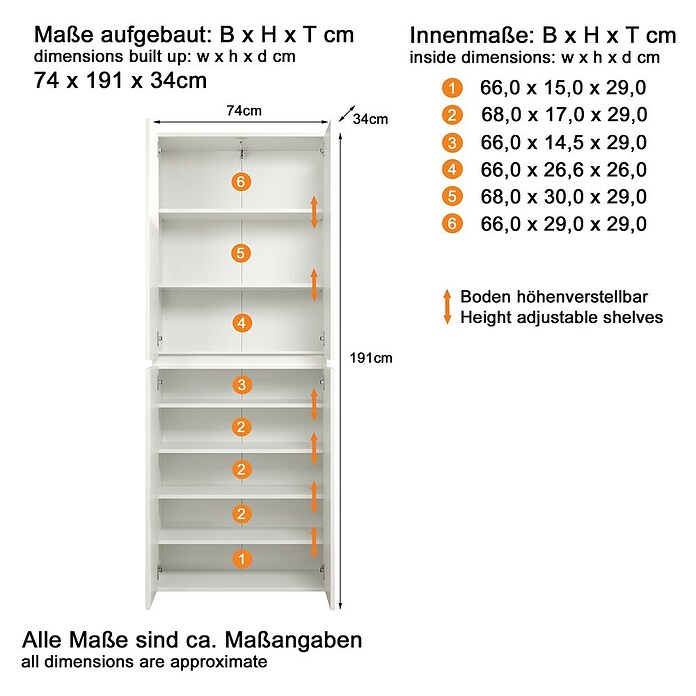 Trendteam Küchen-Hochschrank Nevada (B x T x H: 74 x 34 x 191 cm, Weiß) | BAUHAUS