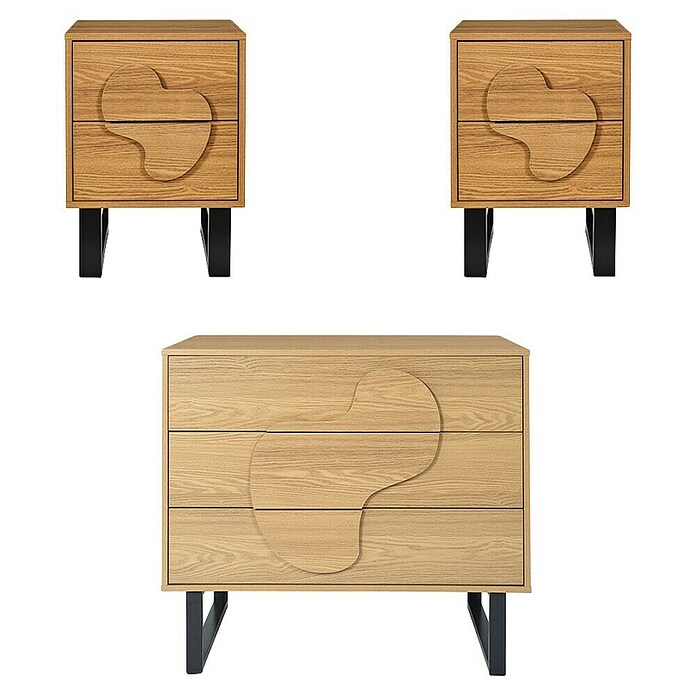 Home Deco Factory Calypso Cómoda con mesitas (3 pzs., Marrón/Negro, Relieves curvos) | BAUHAUS