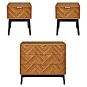 Home Deco Factory Felix Cómoda con mesitas (3 pzs., Marrón/Negro, Acabado en espiga) | BAUHAUS