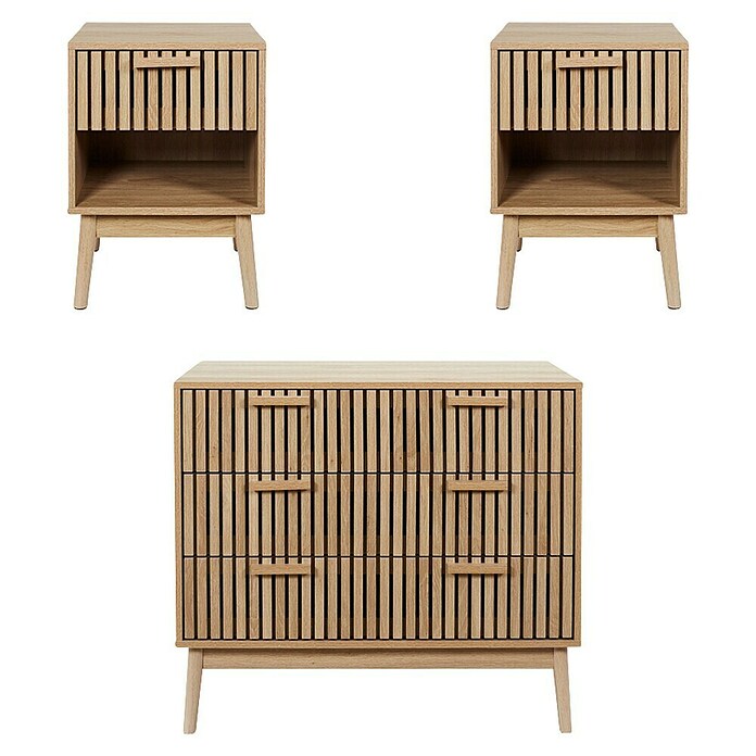 Home Deco Factory Klaus Cómoda con mesitas (3 pzs., Marrón, Diseño acanalado) | BAUHAUS