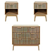 Home Deco Factory Klaus Cómoda con mesitas (3 pzs., Marrón, Diseño acanalado) | BAUHAUS