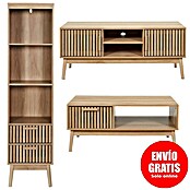 Home Deco Factory Klaus Conjunto mueble de salón (3 pzs., Marrón, Diseño acanalado) | BAUHAUS