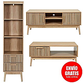 Home Deco Factory Klaus Conjunto mueble de salón (3 pzs., Marrón, Diseño acanalado)