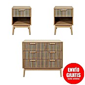 Home Deco Factory Klaus Cómoda con mesitas (3 pzs., Marrón, Diseño acanalado) | BAUHAUS