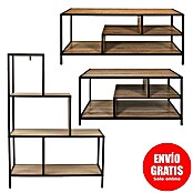 Home Deco Factory Edison Conjunto mueble de salón (3 pzs., Negro/Marrón) | BAUHAUS