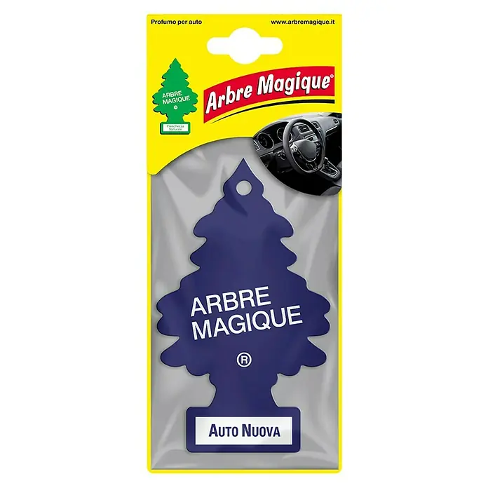 Ambientador de coche Abeto - New Car - Ambientador para coche "Arbre Magique Auto Nuova" para coche, que proporciona un aroma fresco a coche nuevo en el interior.