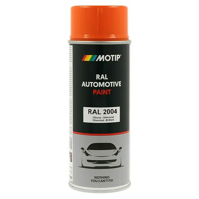 Motip Sprühlack - RAL 2004, Glänzend, 400 ml - Dose Motip RAL 2004 Automotive Lack, glänzend, zur Reparatur von Autos. Nichts, was man nicht reparieren kann!